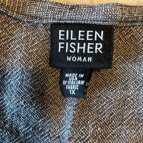 Eileen Fisher (2) Pc. Linen Blend V-neck Top Pants Set Slate Grey Size 1X - Picture 8 of 9